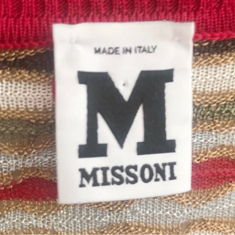 Missoni Cardigan Sweater 40 small medium red silk gold pattern - Picture 3 of 3